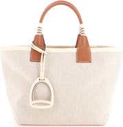 Pre-Owned Hermes Sac Steeple Tote Toile with Leather 25