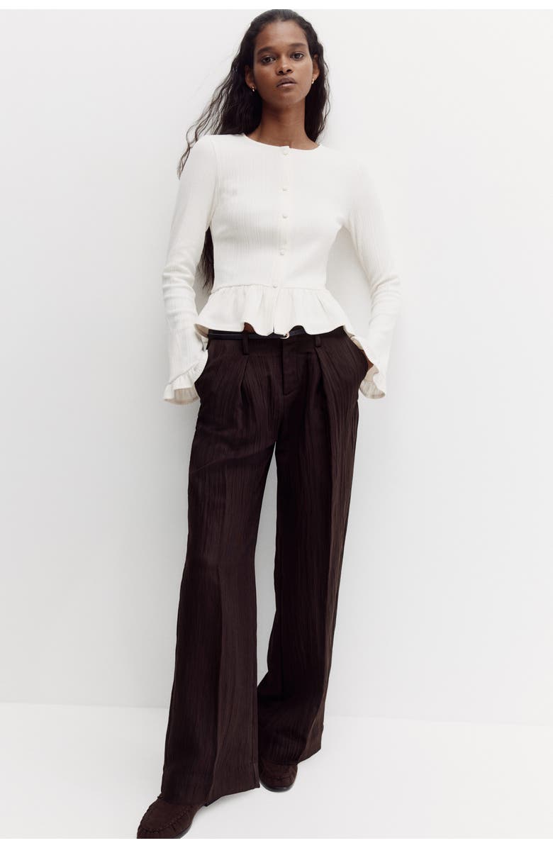 H&M Crinkled Tailored Trousers, Alternate, color, 