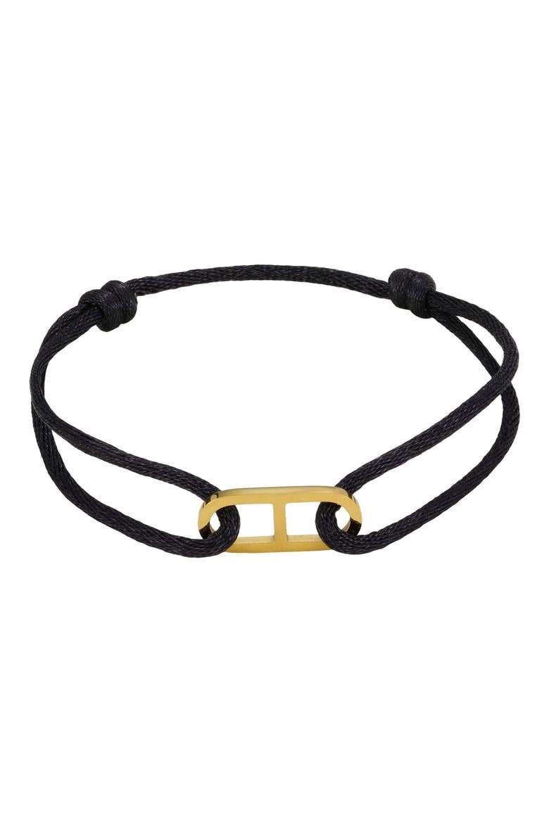 Men's Anchor Link Cord Bracelet, Main, color, BLACK/ GOLD