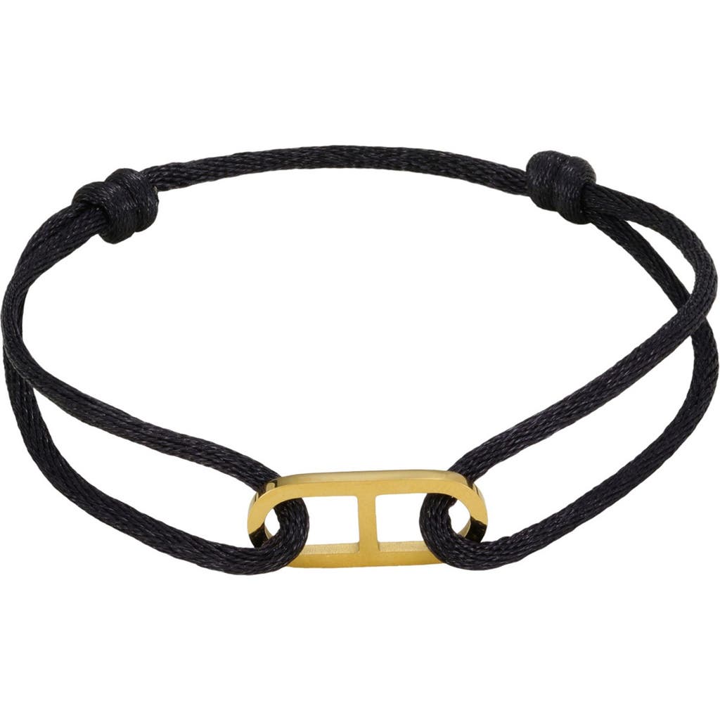 Adornia Anchor Link Cord Bracelet In Black/ Gold