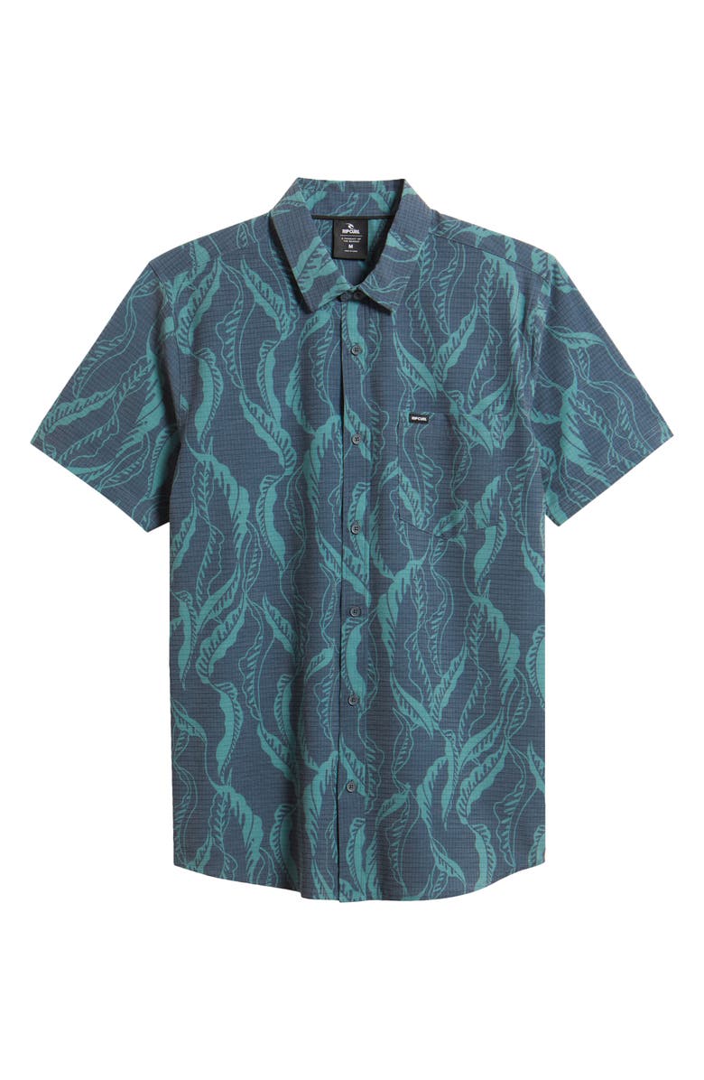 Rip Curl Sessions Aerotech Short Sleeve Performance Button-Up Shirt, Alternate, color, Dark Navy