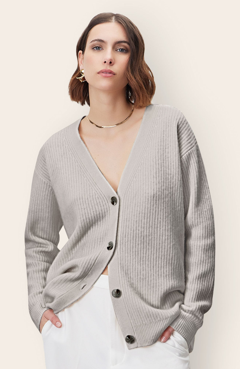 Italic Billie Chunky Cashmere Cardigan, Alternate, color, Pebble Grey