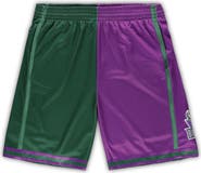 Mitchell & Ness Men's Mitchell & Ness Green/Purple Milwaukee Bucks Big & Tall Hardwood Classics Split Swingman Shorts