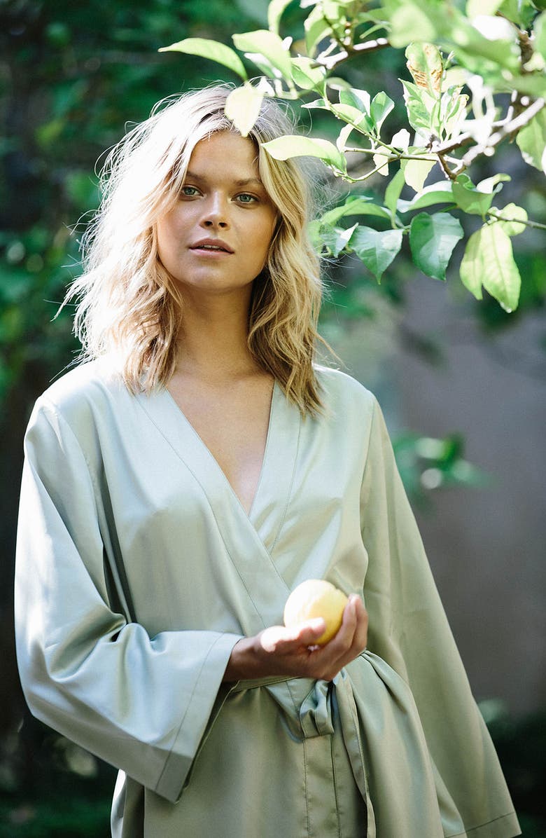 Plum Pretty Sugar Midi Satin Robe, Alternate, color, 