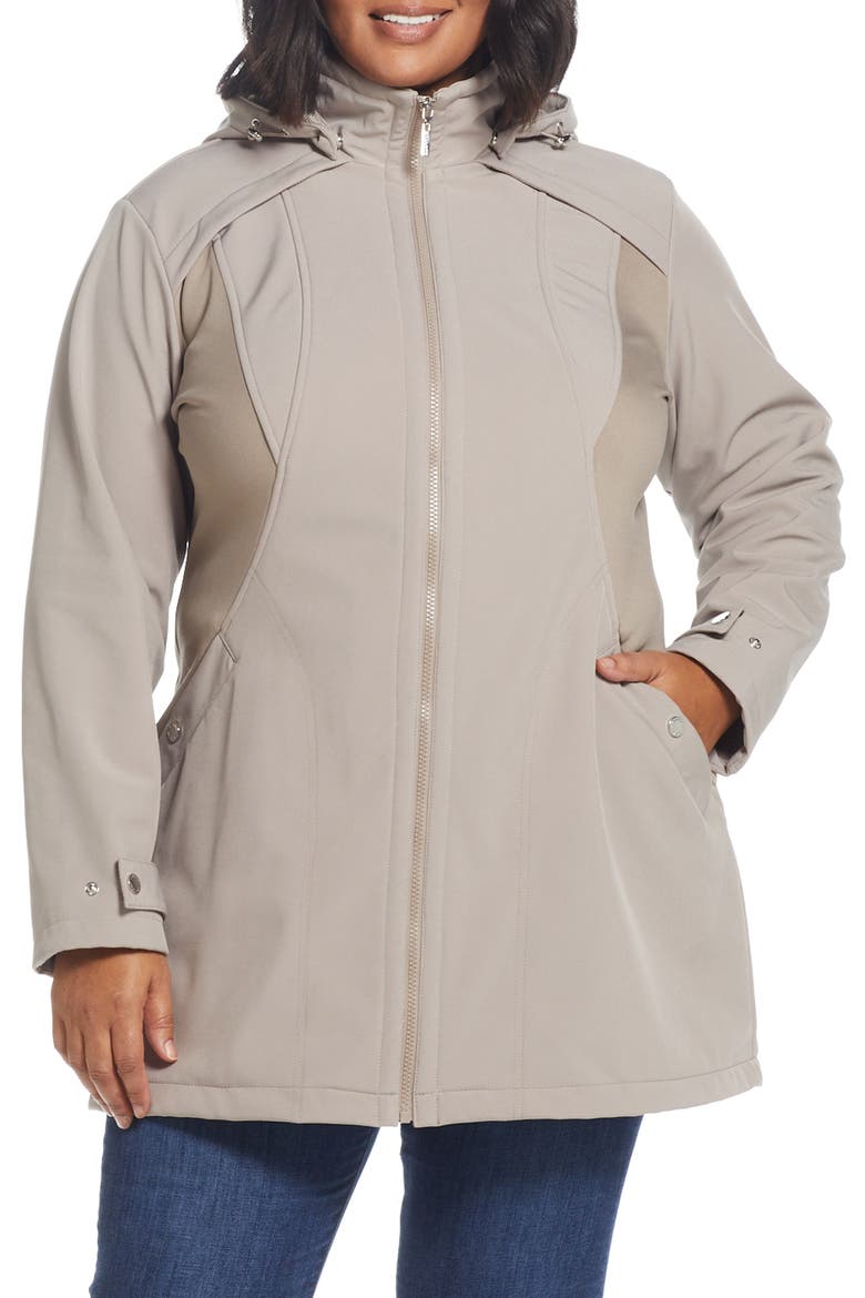 Soft Shell Water Resistant Jacket, Main, color, PEEBLE