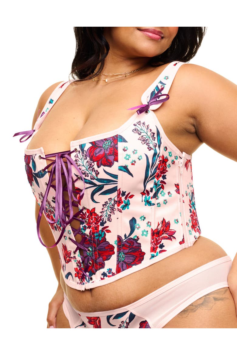 Alex Corset & Panty Set, Alternate, color, Floral pink
