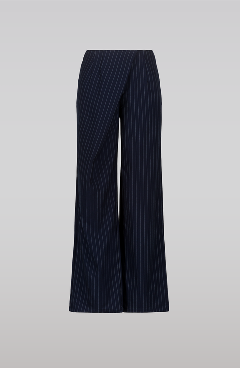 Navy Pinstripe Trousers