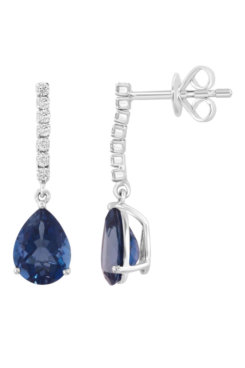 Diamond & London Blue Topaz Drop Earrings, Alternate, color, BLUE