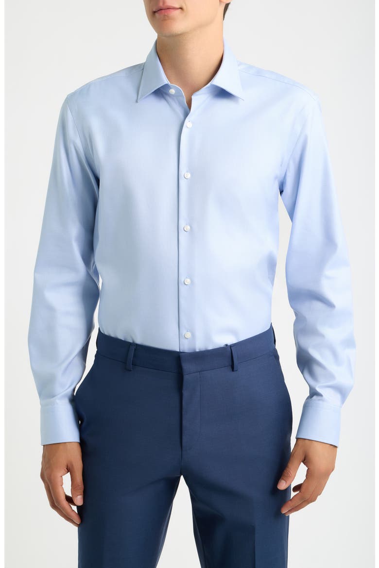 Hank Trim Fit Cotton Shirt, Main, color, LIGHT/ PASTEL BLUE