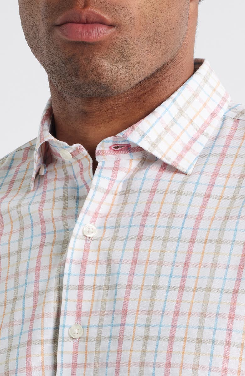 johnnie-O Maarten Plaid Performance Button-Up Shirt, Alternate, color, Cinnamon