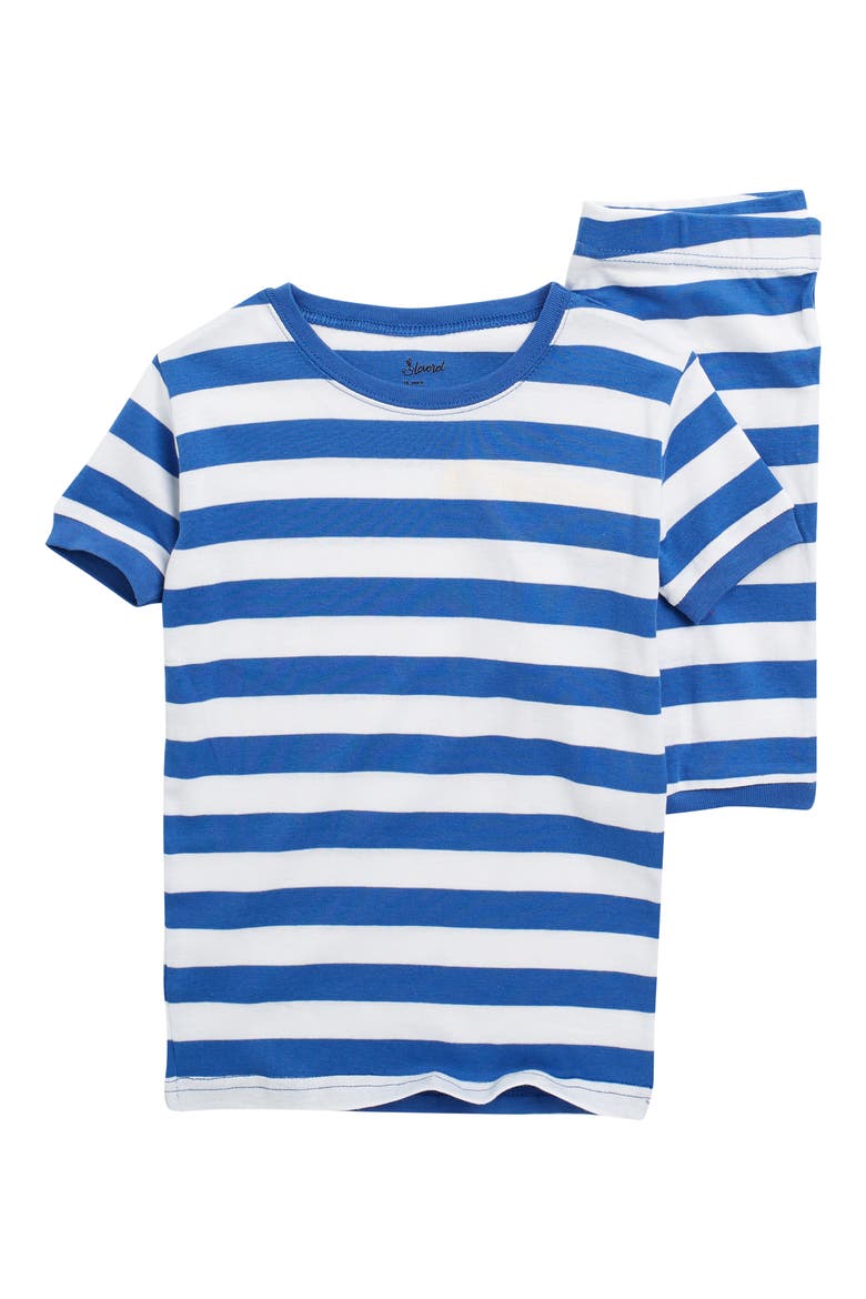 Kids Short Sleeve Cotton Striped Matching Family Pajamas, Main, color, BLUE/ WHITE
