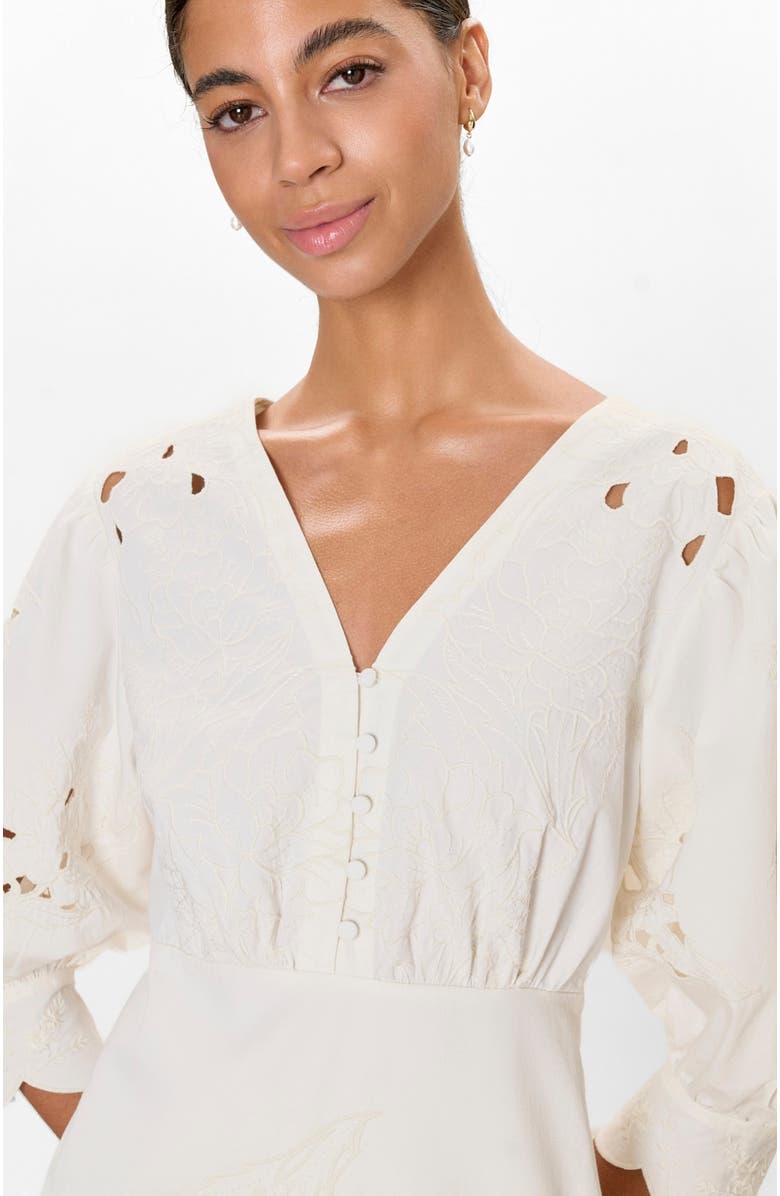 Rebecca Taylor Rachelle Button Front Dress, Alternate, color, Ivory