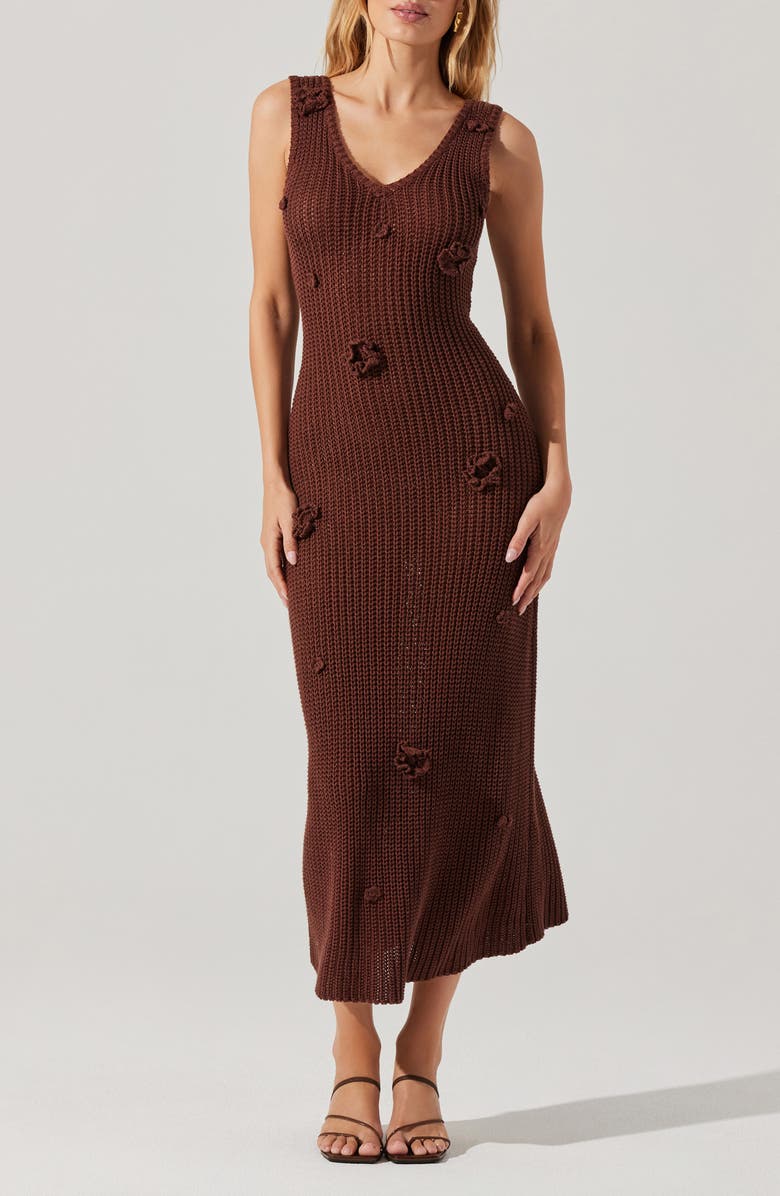 ASTR the Label Ainhoa Sleeveless Sweater Dress, Main, color, Brown