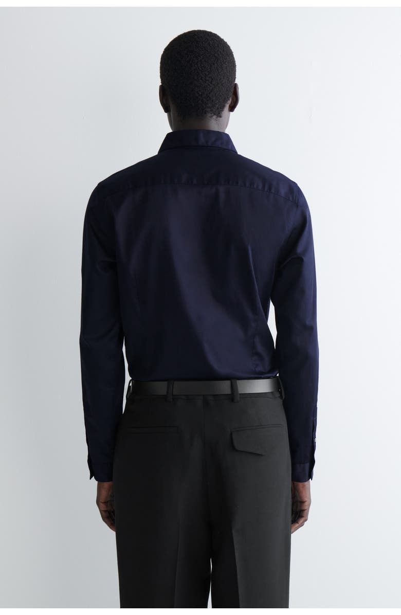 COS Slim Tailored Poplin Shirt, Alternate, color, Navy