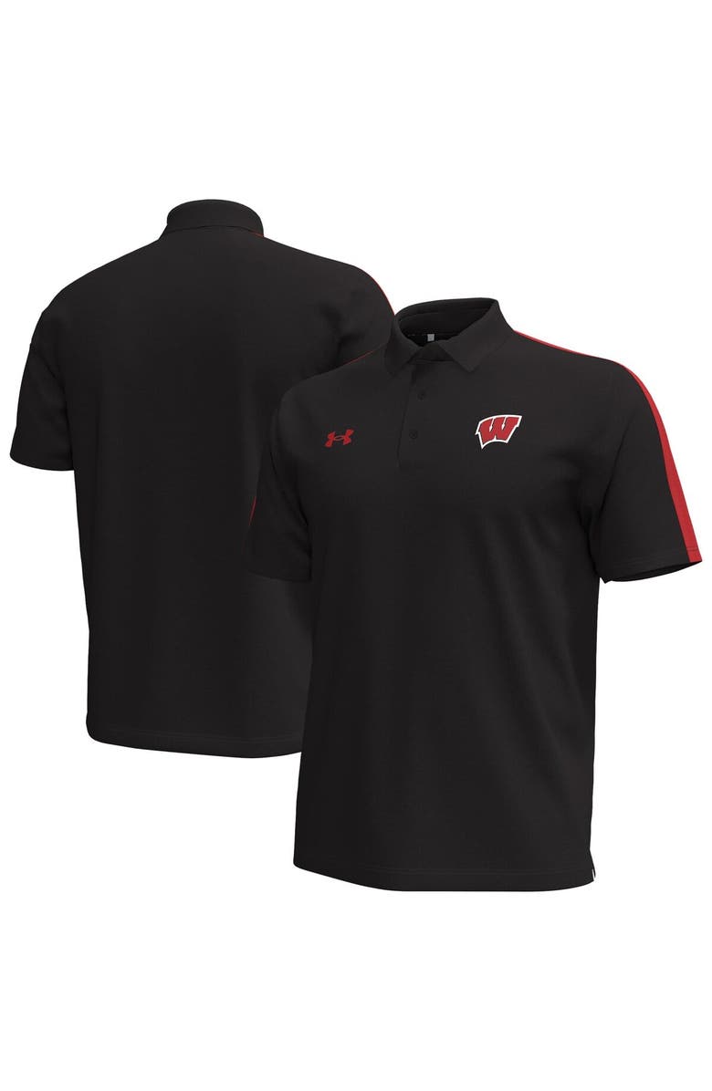 Under Armour Men's Under Armour Black Wisconsin Badgers Pinnacle Performance Polo, Alternate, color, Black
