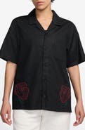 Jordan Rose Embroidered Cotton Camp Shirt