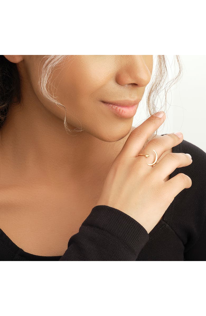 Sterling Forever 14K Gold Vermeil Crescent Moon Open Ring, Alternate, color, Gold