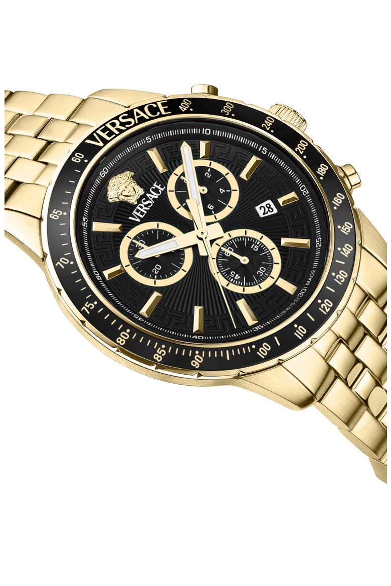 Sport Chronograph Bracelet Watch, 44mm, Alternate, color, GOLD/ BLACK