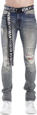 HVMAN Strat Belted Super Skinny Jeans