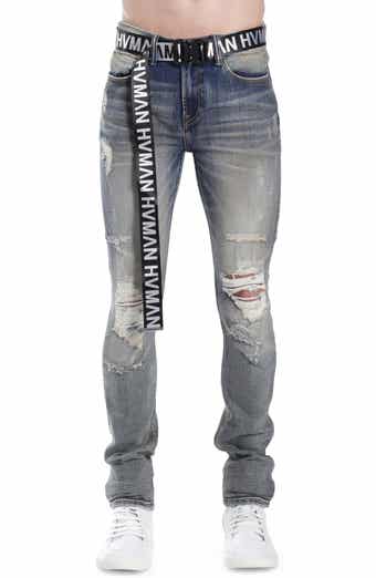 HVMAN Strat Belted Super Skinny Jeans