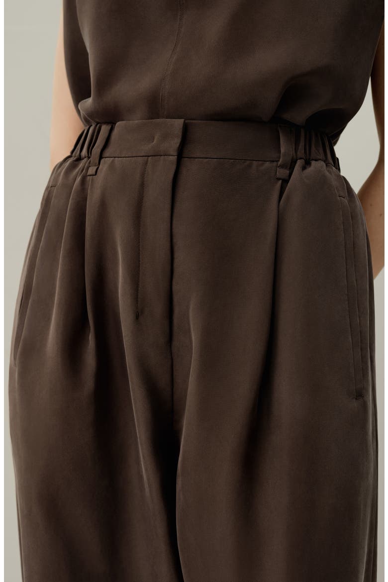 Women's Sand-Washed Silk Habotai Barrel Pants, Alternate, color, Toffee
