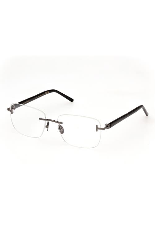Tom Ford 56mm Rectangular Optical Glasses In Gunmetal Brown/striped Green
