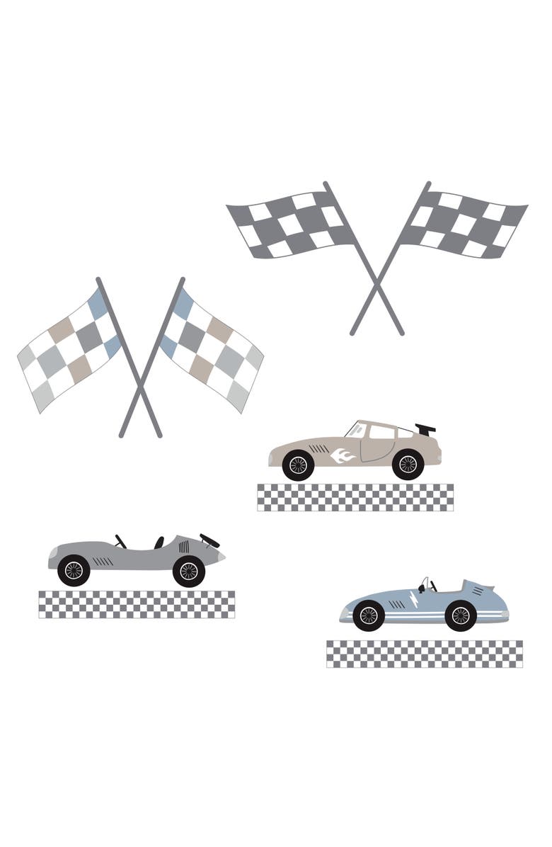 Lambs & Ivy Little Racer Car/Transportation Wall Decals/Stickers, Main, color, Gray