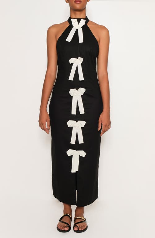 THE LULO PROJECT THE LULO PROJECT CLIFF BOW FRONT HALTER MAXI DRESS 