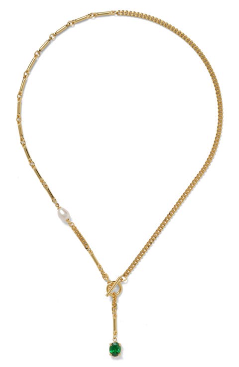 Aria Freshwater Pearl & Cubic Zirconia Toggle Necklace