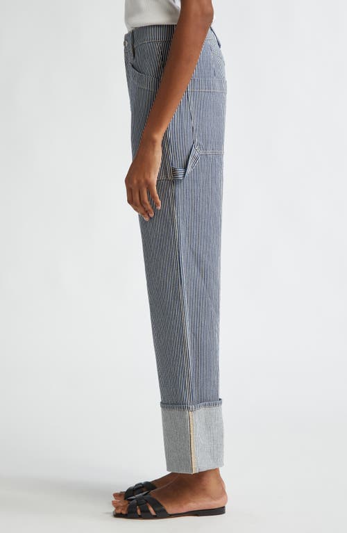 Veronica Beard Dylan Stripe High Waist Relaxed Straight Leg Jeans In Solstice Stripe