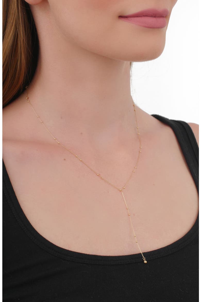 14K Gold Beaded Y-Necklace   (Nordstrom Exclusive), Alternate, color, YELLOW GOLD