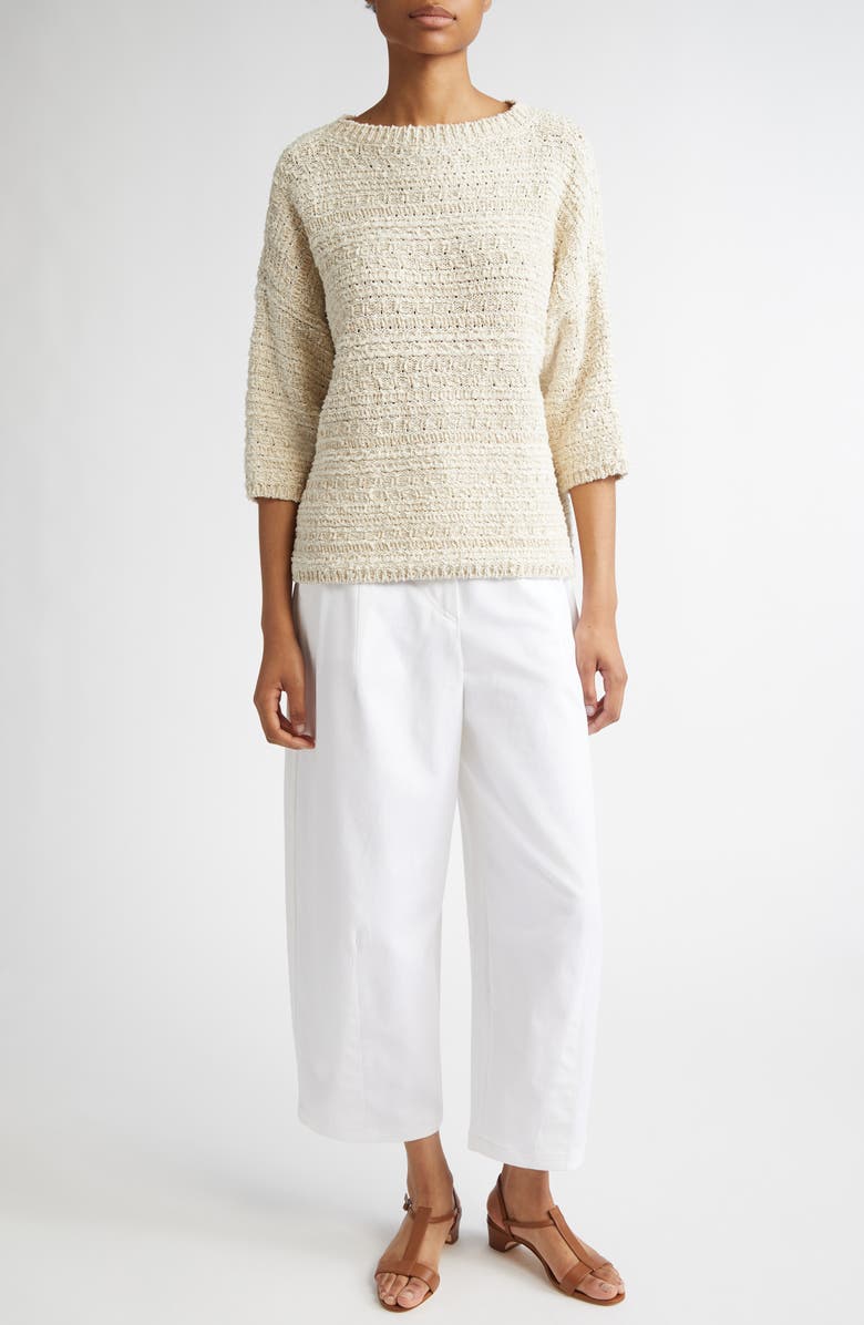 Max Mara Mina Wide Leg Crop Stretch Denim Trousers, Alternate, color, White