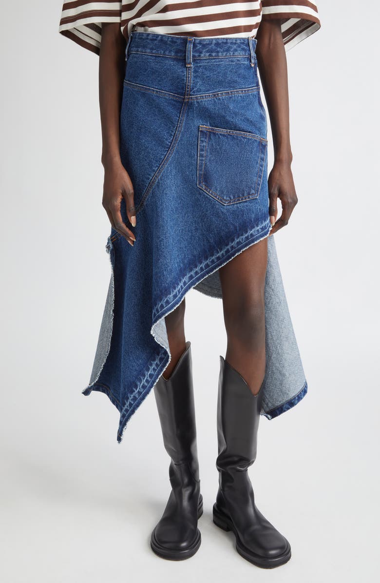 MONSE Twisted Denim Skirt, Main, color, Indigo