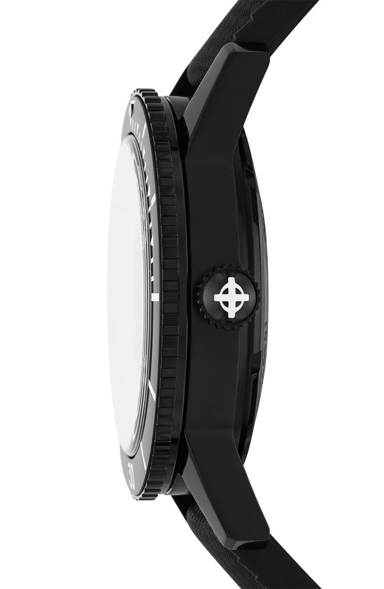 Zodiac Compression Diver Skeleton Rubber Strap Watch, 40mm, Alternate, color, Black