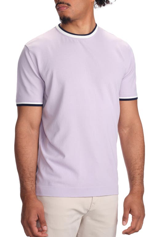 Studio Garnet Los Angeles Contrast Collar Short Sleeve Sweater In Lavender
