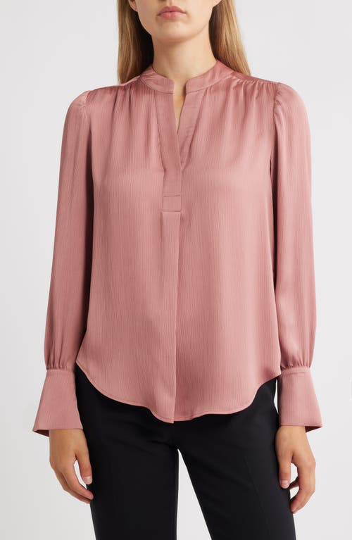Anne Klein Textured Crepe Long Sleeve Top In Pink