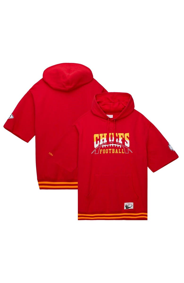 Mitchell & Ness Men's Mitchell & Ness Red Kansas City Chiefs Pre-Game Short Sleeve Pullover Hoodie, Main, color,
