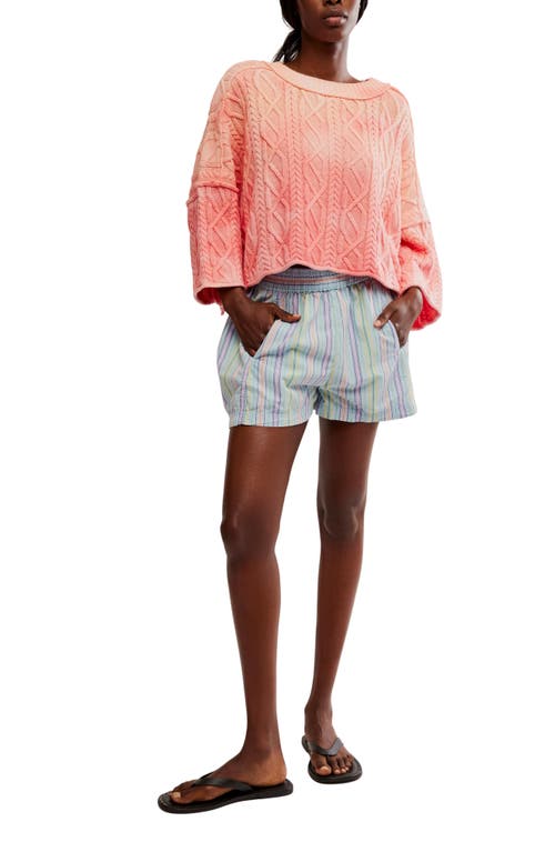 FREE PEOPLE FREE PEOPLE GET FREE STRIPE COTTON PULL-ON SHORTS 