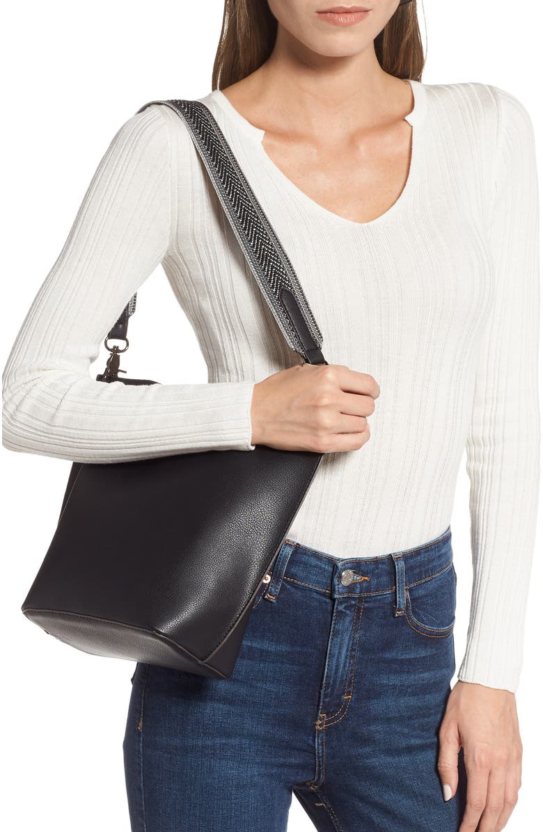 Sondra Roberts Faux Leather Bucket Bag, Alternate, color,