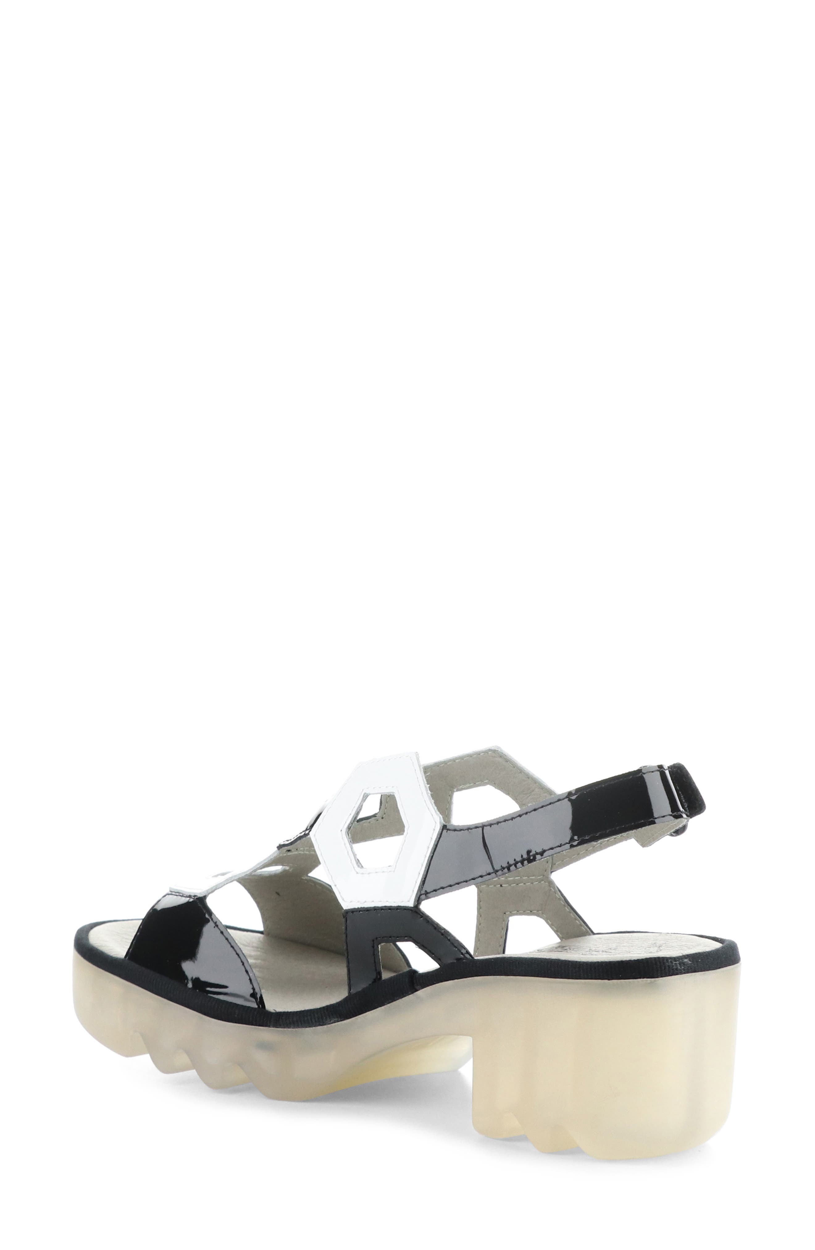 Fly London Tewa Strappy Platform Sandal, Alternate, color, Black/ White