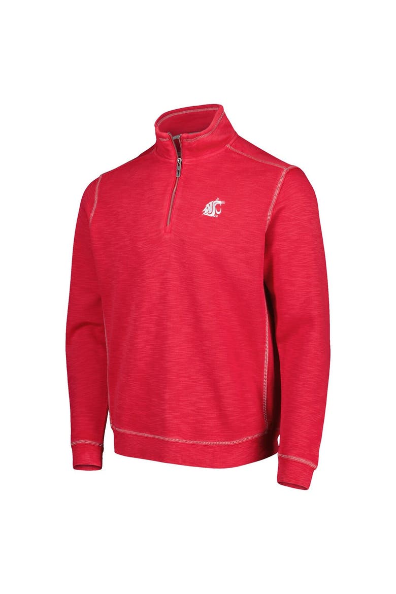 Men's Tommy Bahama Crimson Washington State Cougars Sport Tobago Bay Tri-Blend Mock Neck Half-Zip Jacket, Alternate, color, Crimson