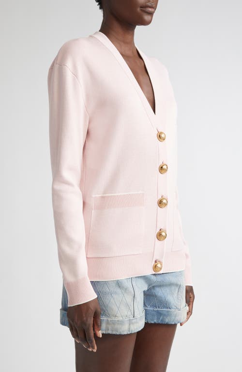 Balmain Logo Emblem Silk & Cotton Cardigan