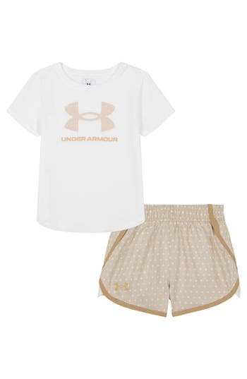 Under Armour Kids' Graphic T-shirt & Woven Shorts Set In White