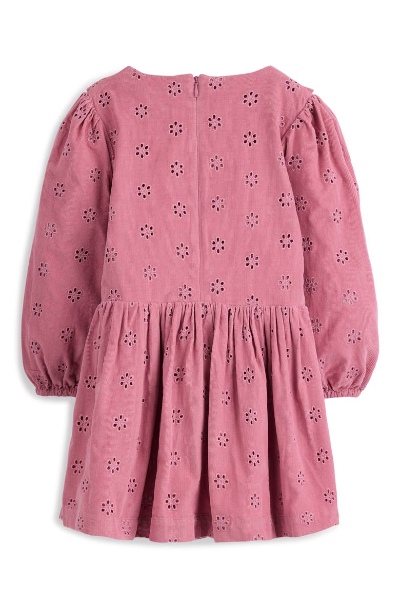 Kids' Floral Eyelet Long Sleeve Cotton Corduroy Dress, Alternate, color, PINK HAZE