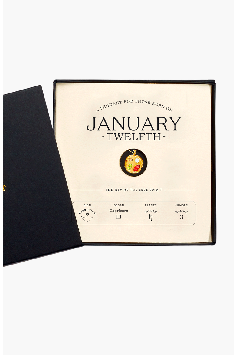 The January Birthdate Gold Pendant, Alternate, color, January 12th - Gold