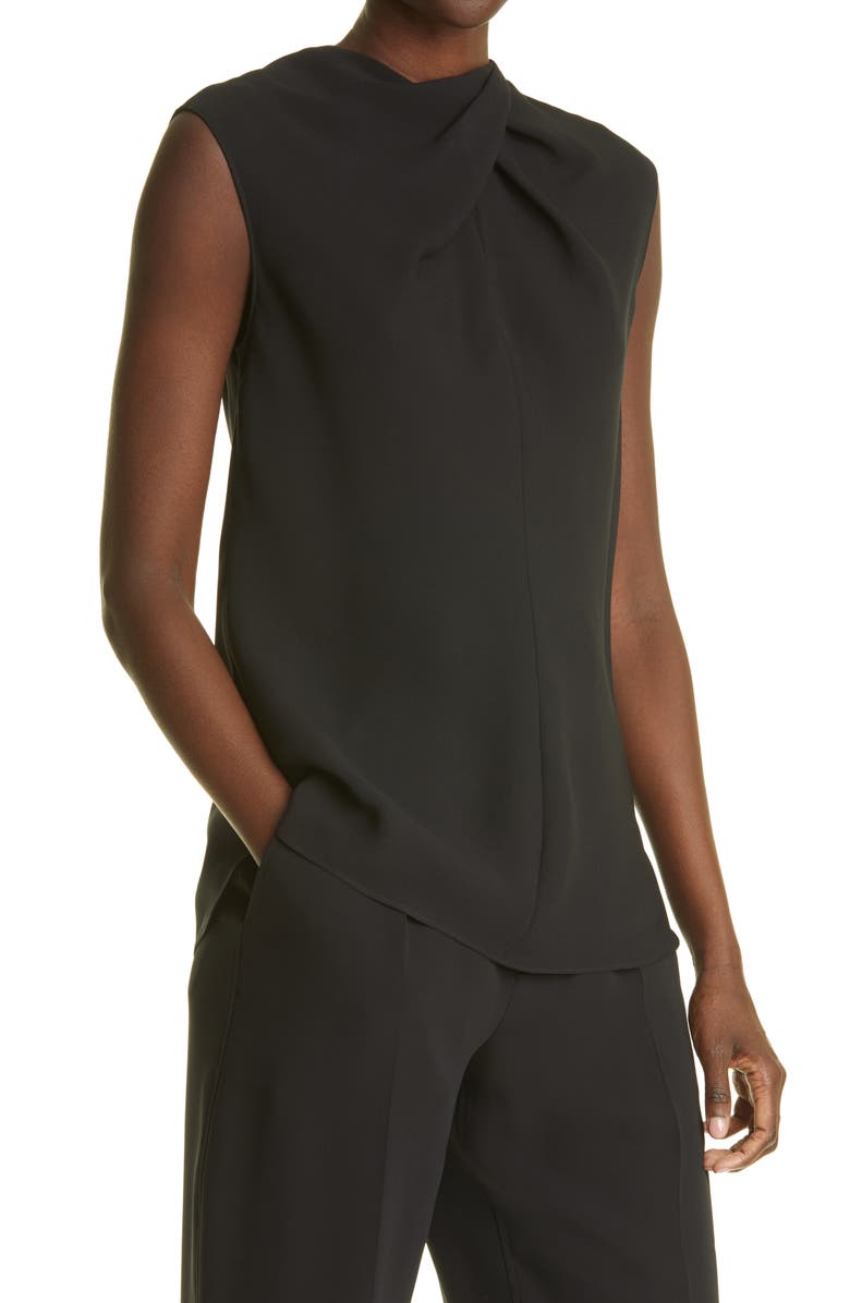 St. John Evening St. John Collection Crossover Neck Sleeveless Silk Top, Alternate, color,