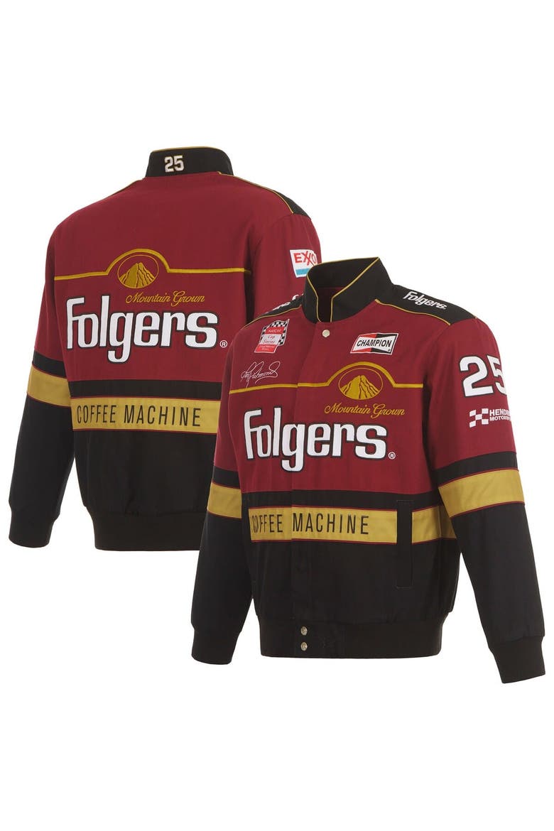Men's JH Design  Maroon/Black Tim Richmond Folgers Twill Uniform Full-Snap Jacket, Main, color, Maroon