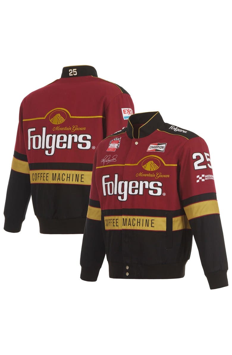 JH DESIGN Men's JH Design  Maroon/Black Tim Richmond Folgers Twill Uniform Full-Snap Jacket, Main, color, Maroon