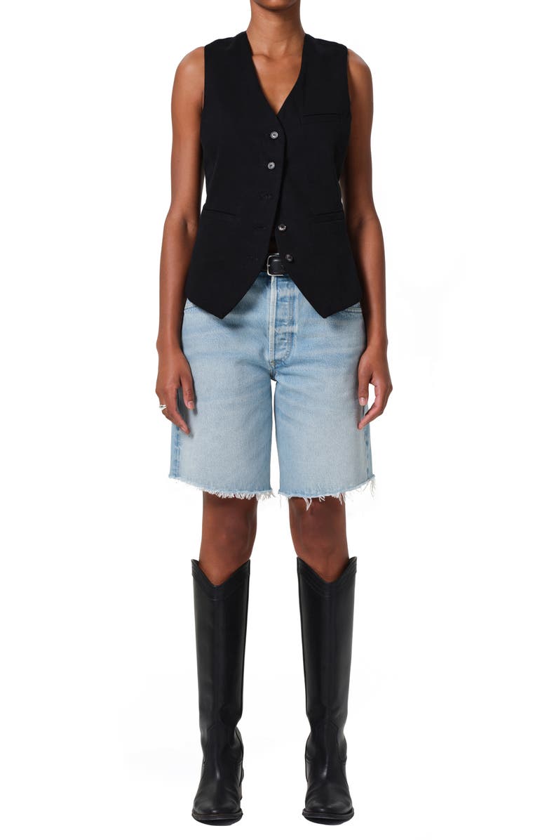 Citizens of Humanity Ayla Distressed High Waist Cutoff Denim Bermuda Shorts, Alternate, color, Bianca