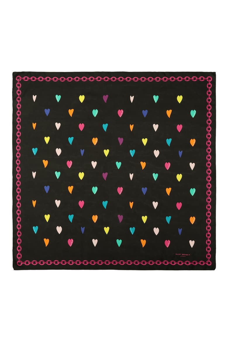 Rainbow Hearts Large Square Silk Scarf, Alternate, color, CLASSIC RAINBOW